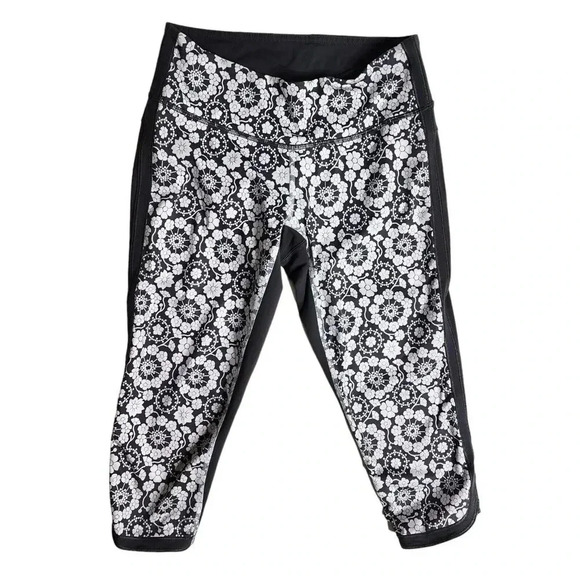 Lululemon Ignite Cropped Floral Patterned Leggings Women’s Size 2 Inseam 16" - Picture 1 of 6